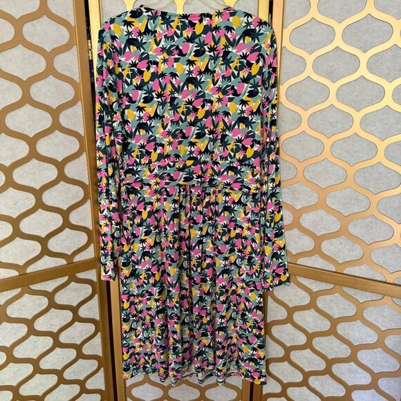 Boden 12R Womens Multicolored Abstract Palm Print Layla Jersey Knee Length Dress - Picture 16 of 16